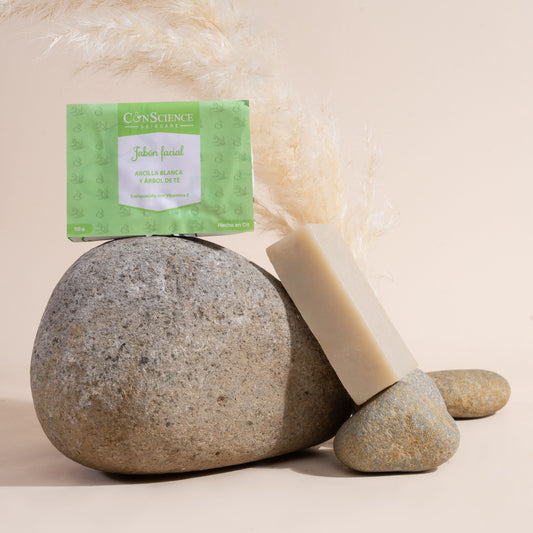 Jabón Facial de Arcilla Blanca y Árbol de Té